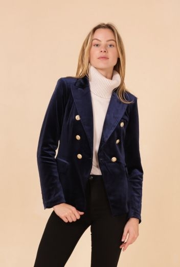 double-breasted-velvet-blazer-jacket-navy-gold-buttons-size-8-small
