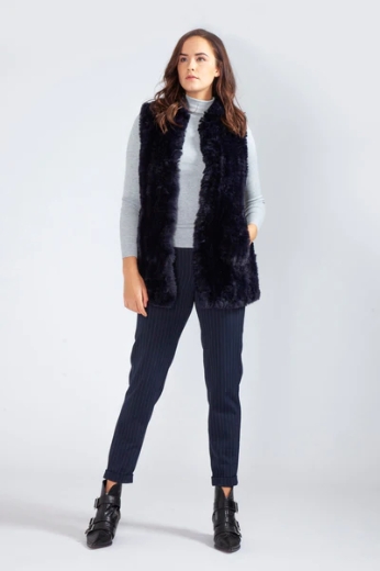 hand-knitted-faux-fur-long-gilet-navy