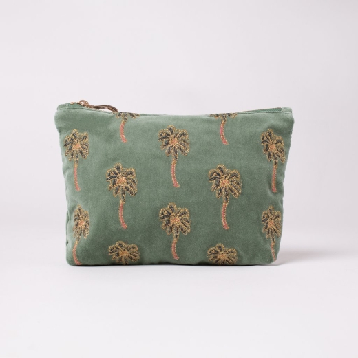 african-palmier-khaki-velvet-makeup-bag