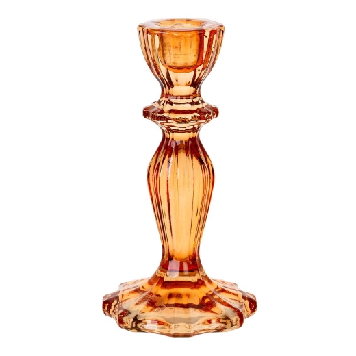 boho-orange-glass-candlestick-holder
