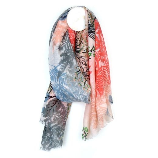 coral-mix-fern-print-scarf