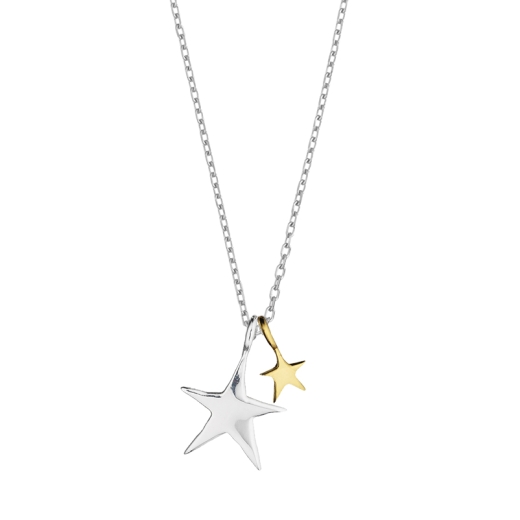 estella-bartlett-two-tone-double-star-necklace-silver-plated