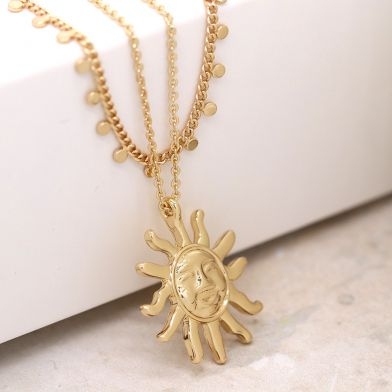 faux-gold-plated-layered-sun-dainty-disc-necklace