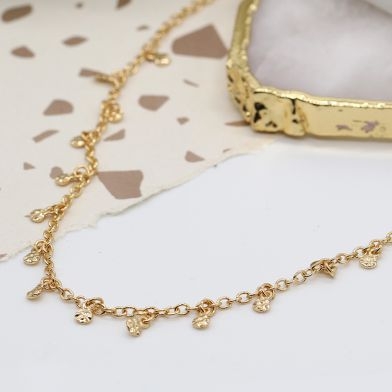 golden-fine-chain-necklace-with-tiny-hammered-discs