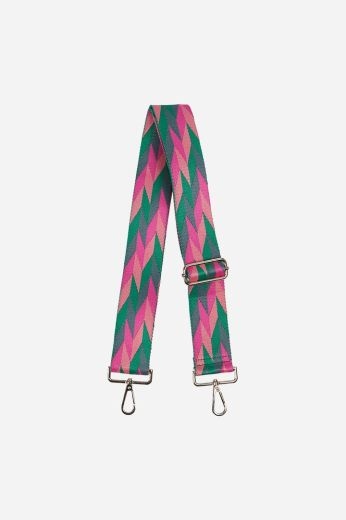 green-pink-colour-block-chevron-bag-strap