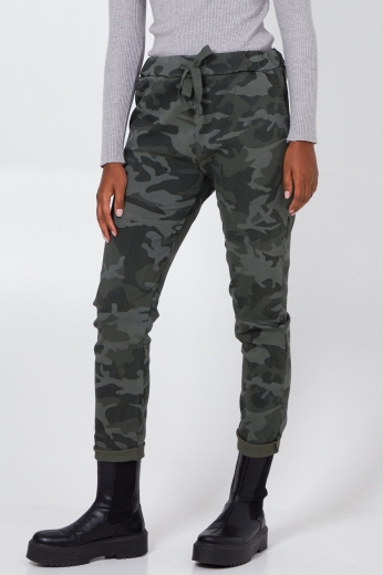 khaki-magic-stretch-camouflage-print-drawstring-trousers