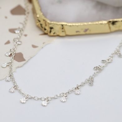 silver-plated-fine-chain-necklace-with-tiny-hammered-discs