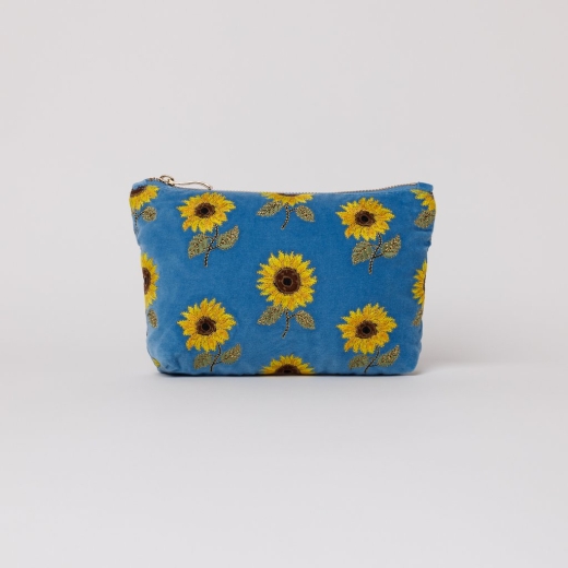 sunflower-blue-velvet-makeup-bag