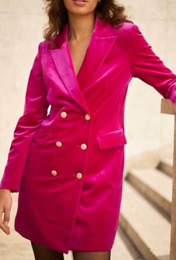 Double Breasted Velvet Blazer Jacket Pink Gold Buttons: Size 10 Medium -  Kit and Caboodle