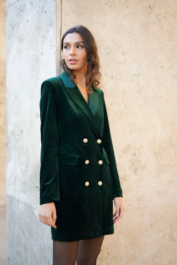 Tailored Fit Olive Velvet Dress Jacket